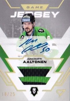Juhamatti Aaltonen Mlada Boleslav Tipsport ELH 2023/24 SportZoo 1. serie Game Jersey Auto /25 #GJS-JA