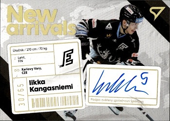 Iikka Kangasniemi Karlovy Vary Tipsport ELH 2023/24 SportZoo 1. serie New Arrival Auto /65 #NAS-IK