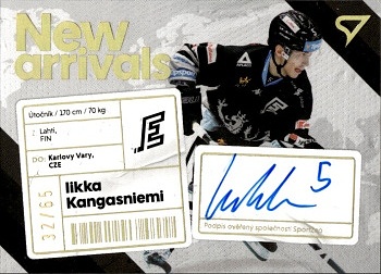Iikka Kangasniemi Karlovy Vary Tipsport ELH 2023/24 SportZoo 1. serie New Arrival Auto /65 #NAS-IK