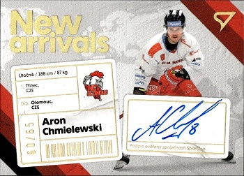 Aron Chmielewski Olomouc Tipsport ELH 2023/24 SportZoo 1. serie New Arrival Auto /65 #NAS-AC
