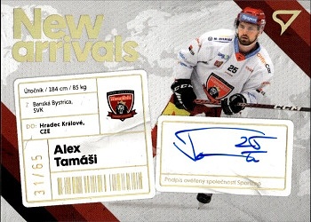 Alex Tamasi Hradec Kralove Tipsport ELH 2023/24 SportZoo 1. serie New Arrival Auto /65 #NAS-AT