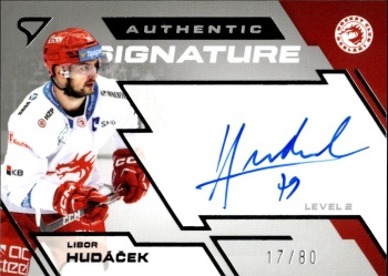 Libor Hudacek Trinec Tipsport ELH 2023/24 SportZoo 1. serie Authentic Signature Level 2 /80 #SL2-LH