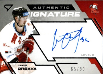 Jakub Orsava Olomouc Tipsport ELH 2023/24 SportZoo 1. serie Authentic Signature Level 2 /80 #SL2-JO