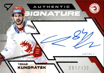 Tomas Kundratek Trinec Tipsport ELH 2023/24 SportZoo 1. serie Authentic Signature Level 1 /130 #SL1-TK