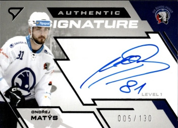 Ondrej Matys Plzen Tipsport ELH 2023/24 SportZoo 1. serie Authentic Signature Level 1 /130 #SL1-OM