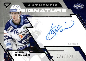 Andrej Kollar Kometa Brno Tipsport ELH 2023/24 SportZoo 1. serie Authentic Signature Level 1 /130 #SL1-AK