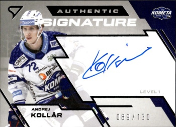 Andrej Kollar Kometa Brno Tipsport ELH 2023/24 SportZoo 1. serie Authentic Signature Level 1 /130 #SL1-AK