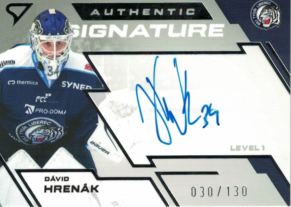 David Hrenak Liberec Tipsport ELH 2023/24 SportZoo 1. serie Authentic Signature Level 1 /130 #SL1-DH