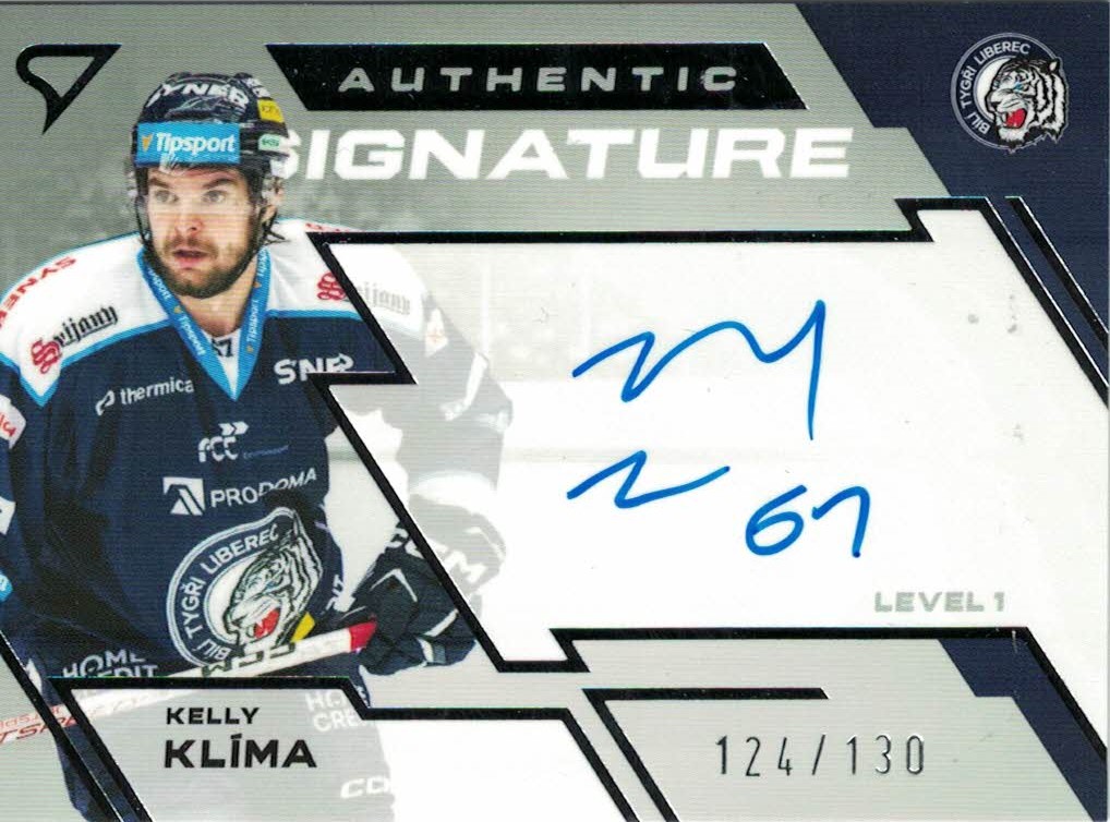 Kelly Klima Liberec Tipsport ELH 2023/24 SportZoo 1. serie Authentic Signature Level 1 /130 #SL1-KK