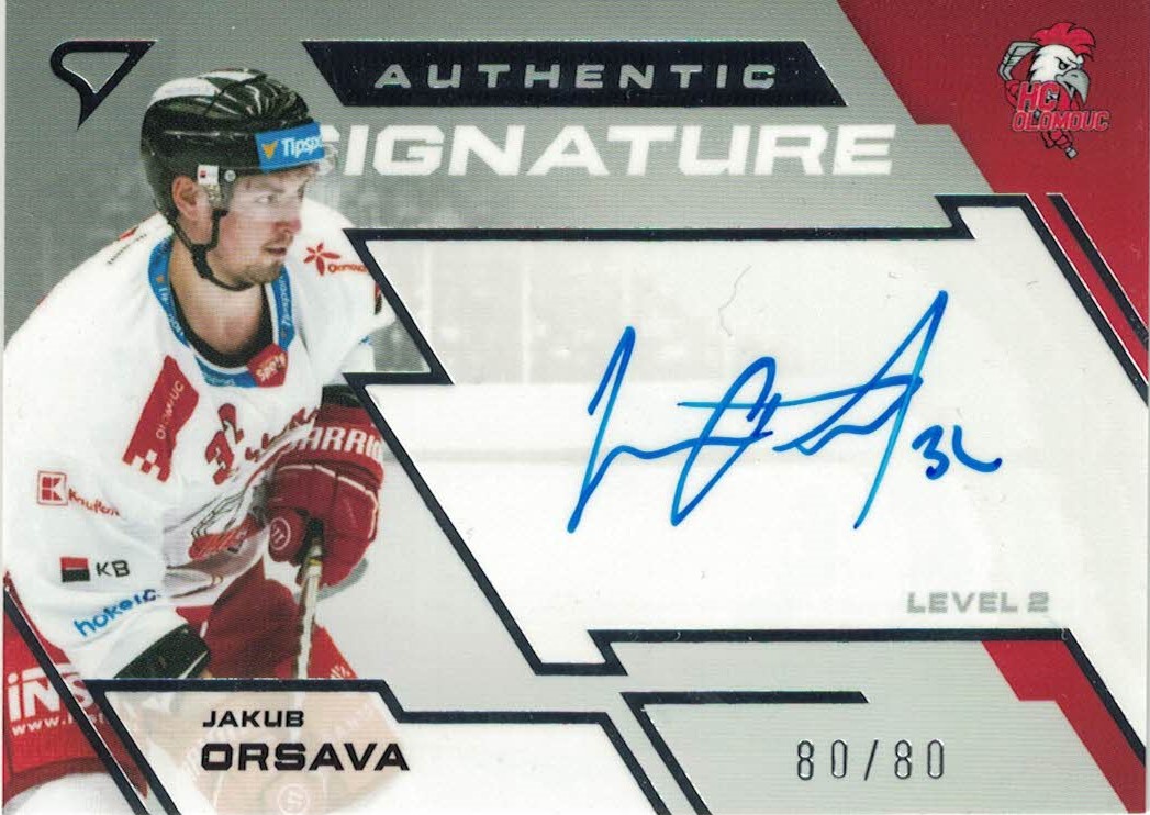 Jakub Orsava Olomouc Tipsport ELH 2023/24 SportZoo 1. serie Authentic Signature Level 2 /80 #SL2-JO