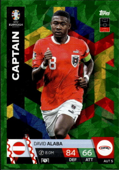 David Alaba Austria Topps Match Attax EURO 2024 Captain Green Emerald #AUT5