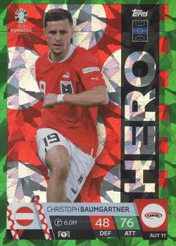 Christoph Baumgartner Austria Topps Match Attax EURO 2024 Hero Green Emerald #AUT11