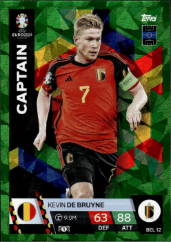 Kevin De Bruyne Belgium Topps Match Attax EURO 2024 Captain Green Emerald #BEL12
