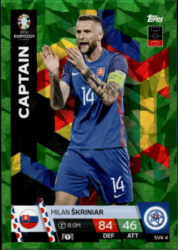 Milan Skriniar Slovakia Topps Match Attax EURO 2024 Captain Green Emerald #SVK4