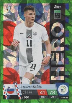Benjamin Sesko Slovenia Topps Match Attax EURO 2024 Hero Green Emerald #SVN18