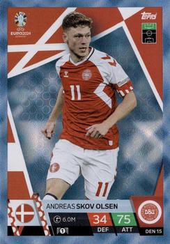 Andreas Skov Olsen Denmark Topps Match Attax EURO 2024 Blue Crystal #DEN15
