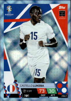 Castello Lukeba France Topps Match Attax EURO 2024 Blue Crystal #FRA7