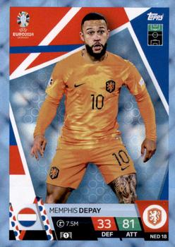 Memphis Depay Netherlands Topps Match Attax EURO 2024 Blue Crystal #NED18