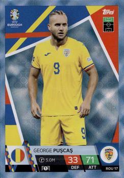 George Puscas Romania Topps Match Attax EURO 2024 Blue Crystal #ROM17