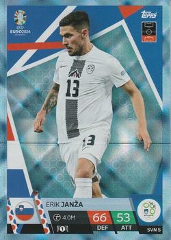 Erik Janza Slovenia Topps Match Attax EURO 2024 Blue Crystal #SVN5