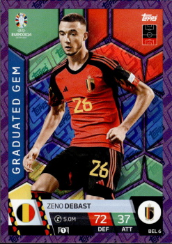 Zeno Debast Belgium Topps Match Attax EURO 2024 Graduated Gem Purple Sapphire #BEL6