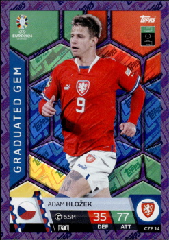 Adam Hlozek Czech Republic Topps Match Attax EURO 2024 Graduated Gem Purple Sapphire #CZE14