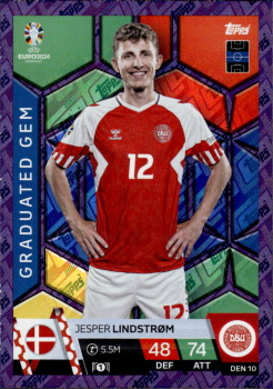 Jesper Lindstrom Denmark Topps Match Attax EURO 2024 Graduated Gem Purple Sapphire #DEN10