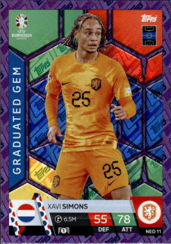 Xavi Simons Netherlands Topps Match Attax EURO 2024 Graduated Gem Purple Sapphire #NED11