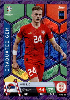 Ivan Ilic Serbia Topps Match Attax EURO 2024 Graduated Gem Purple Sapphire #SRB10