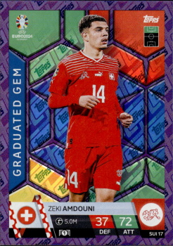 Zeki Amdouni Switzerland Topps Match Attax EURO 2024 Graduated Gem Purple Sapphire #SUI17