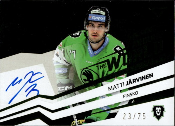 Matti Jarvinen Mlada Boleslav Tipsport ELH 2023/24 SportZoo 2. serie Around the World AUTO /75 #AWS-MJ