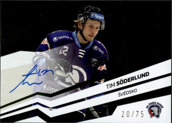 Tim Soderlund Plzen Tipsport ELH 2023/24 SportZoo 2. serie Around the World AUTO /75 #AWS-TS