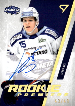 Jakub Kos Kometa Brno Tipsport ELH 2023/24 SportZoo 2. serie Rookie Premiere AUTO /49 #RPS-JK