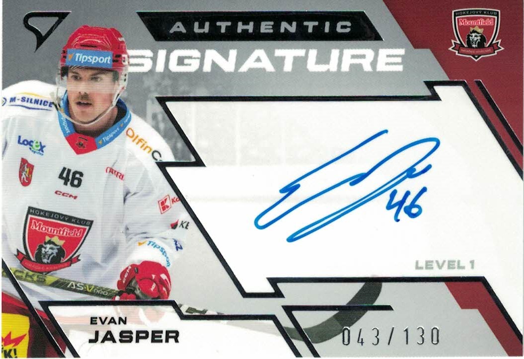 Evan Jasper Hradec Kralove Tipsport ELH 2023/24 SportZoo 2. serie Authentic Signature Level 1 /130 #SL1-EJ