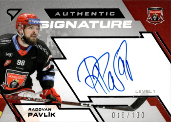 Radovan Pavlik Hradec Kralove Tipsport ELH 2023/24 SportZoo 2. serie Authentic Signature Level 1 /130 #SL1-RP