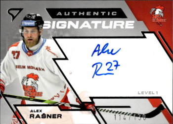 Alex Rasner Olomouc Tipsport ELH 2023/24 SportZoo 2. serie Authentic Signature Level 1 /130 #SL1-AR