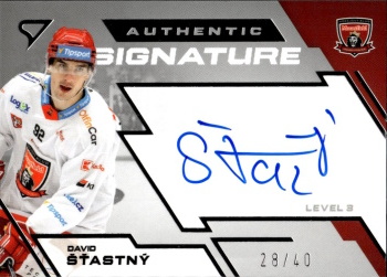 David Stastny Hradec Kralove Tipsport ELH 2023/24 SportZoo 2. serie Authentic Signature Level 3 /40 #SL3-DS