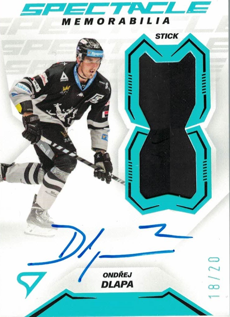 Ondrej Dlapa Karlovy Vary Tipsport ELH 2023/24 SportZoo 2. serie Spectacle Memorabilia Neon Green AUTO /20 #SM-OD