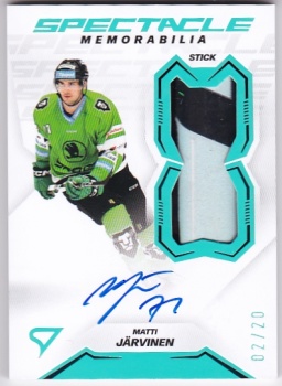 Matti Jarvinen Mlada Boleslav Tipsport ELH 2023/24 SportZoo 2. serie Spectacle Memorabilia Neon Green AUTO /20 #SM-MJ