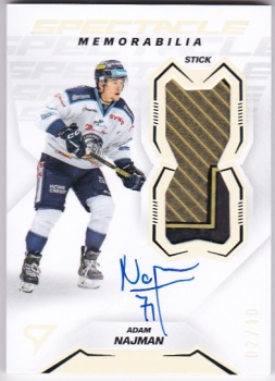 Adam Najman Liberec Tipsport ELH 2023/24 SportZoo 2. serie Spectacle Memorabilia Neon Yellow AUTO /10 #SM-AN