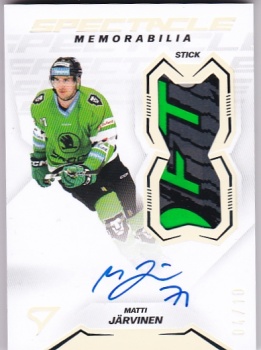 Matti Jarvinen Mlada Boleslav Tipsport ELH 2023/24 SportZoo 2. serie Spectacle Memorabilia Neon Yellow AUTO /10 #SM-MJ