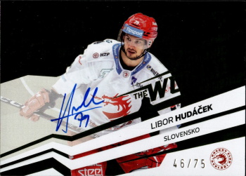 Libor Hudacek Trinec Tipsport ELH 2023/24 SportZoo 2. serie Around the World AUTO /75 #AWS-LH