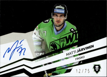 Matti Jarvinen Mlada Boleslav Tipsport ELH 2023/24 SportZoo 2. serie Around the World AUTO /75 #AWS-MJ