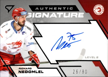 Richard Nedomlel Trinec Tipsport ELH 2023/24 SportZoo 2. serie Authentic Signature Level 2 /80 #SL2-RN