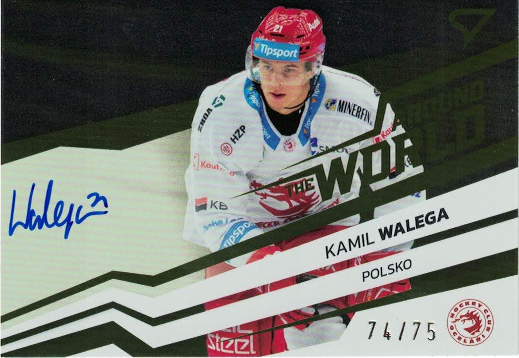 Kamil Walega Trinec Tipsport ELH 2023/24 SportZoo 2. serie Around the World AUTO /75 #AWS-KW