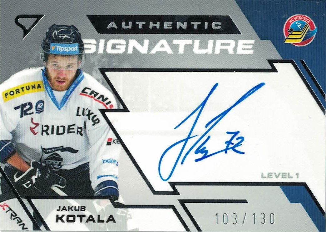 Jakub Kotala Vitkovice Tipsport ELH 2023/24 SportZoo 2. serie Authentic Signature Level 1 /130 #SL1-KO