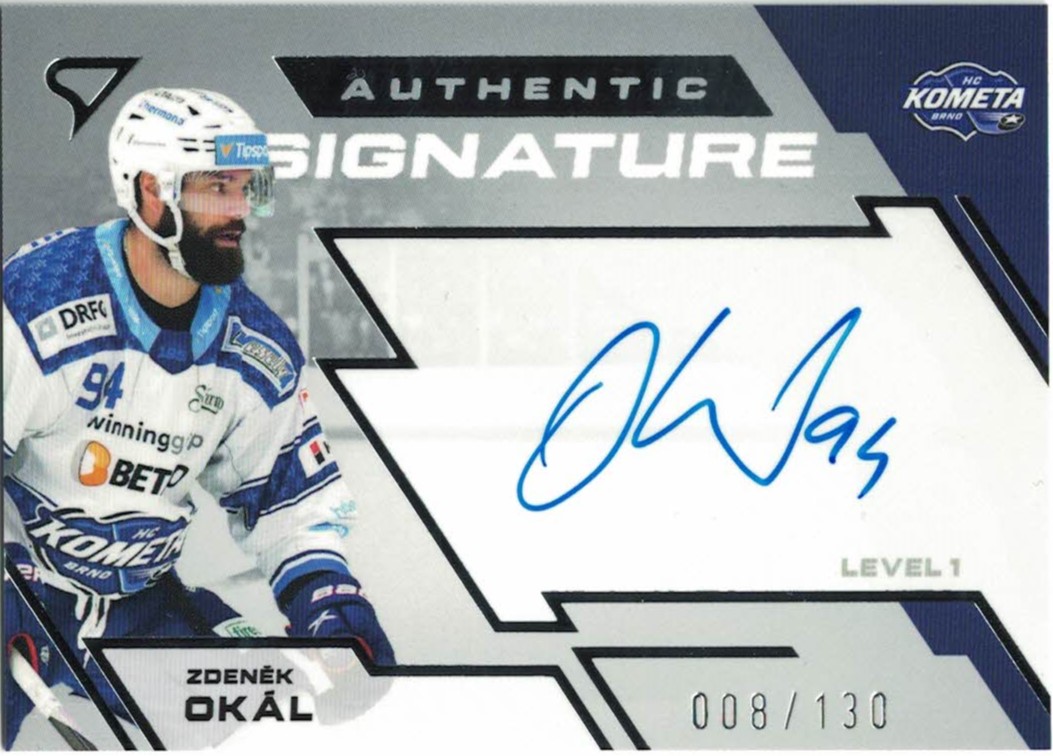 Zdenek Okal Kometa Brno Tipsport ELH 2023/24 SportZoo 2. serie Authentic Signature Level 1 /130 #SL1-ZO
