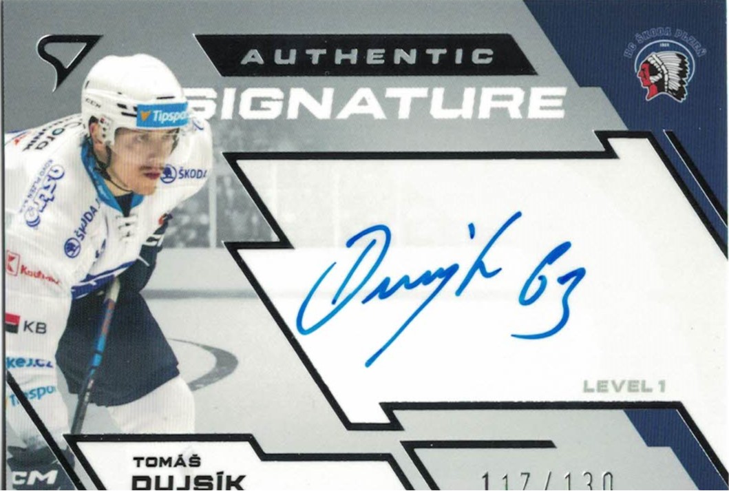Tomas Dujsik Plzen Tipsport ELH 2023/24 SportZoo 2. serie Authentic Signature Level 1 /130 #SL1-DU