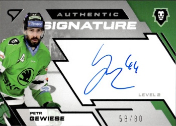 Petr Gewiese Mlada Boleslav Tipsport ELH 2023/24 SportZoo 2. serie Authentic Signature Level 2 /80 #SL2-PG