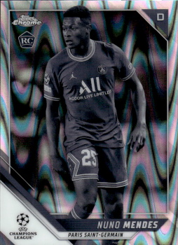 Nuno Mendes Paris Saint-Germain Topps UEFA Champions League Chrome 2021/22 Black & White Ray Wave #22